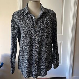 BR Factory men’s linen, cotton, navy & white design slim fit, button-down shirt